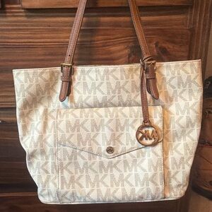 Michael Kors Beige Monogram Tote